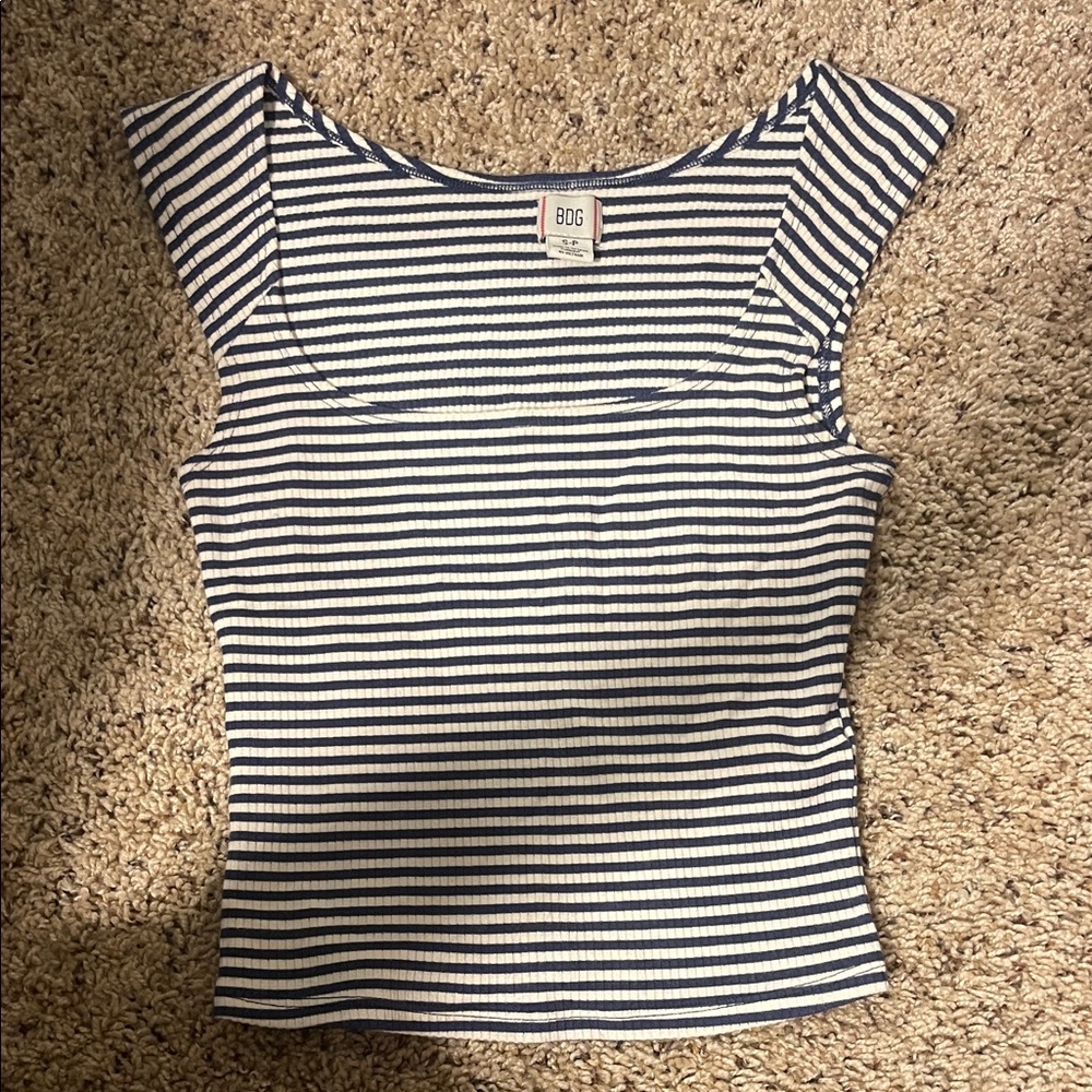 BDG Blue and White Striped Tank Top